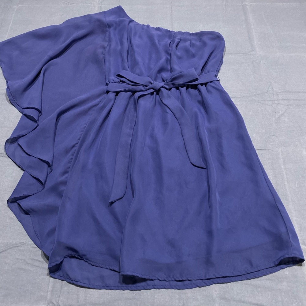 Royal Blue Sheer one sleeve cocktail dress